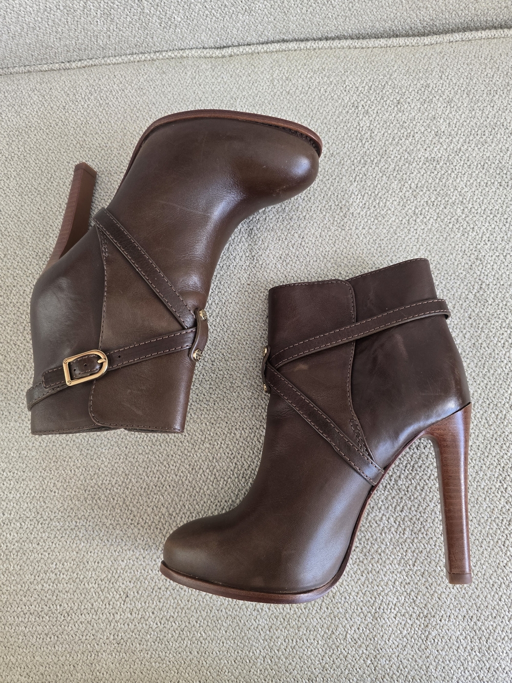 Tory Burch Dorese Brown Leather Platform Stiletto Ankle Booties, Size 7.5 - Picture 4 of 8
